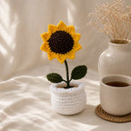 Handmade Crochet Sunflower Plushie in White Pot