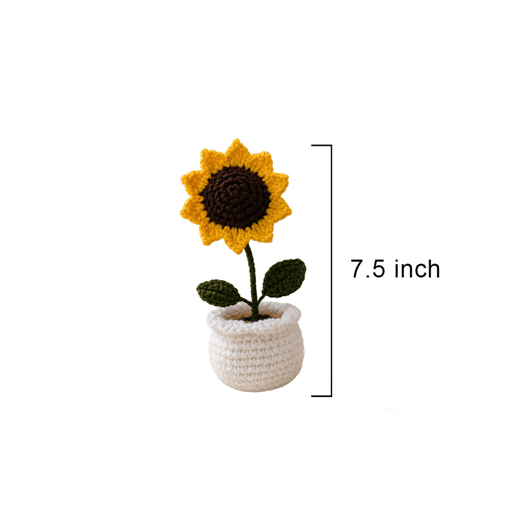 Handmade Crochet Sunflower Plushie in White Pot
