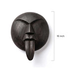 Hand-Carved Gamari Wood Mask with Bold Extended Tongue