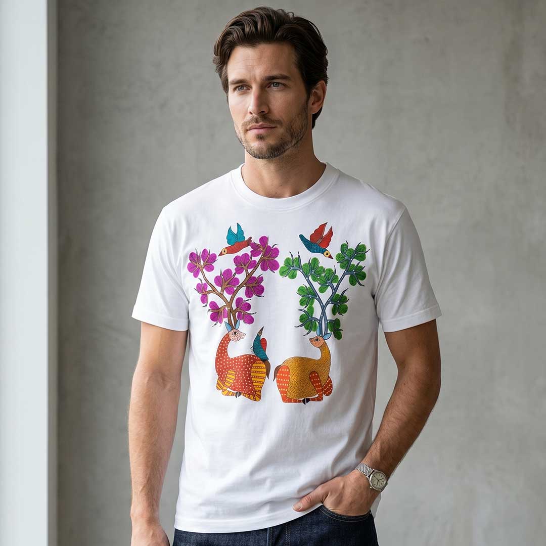 Hand Painted Deer & Tree Antler Tee