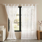 Handcrafted Appliqué Bedsheet & Cutwork Sheer Curtain Set