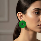 Vibrant Verde Handmade Mirror Stud Earrings