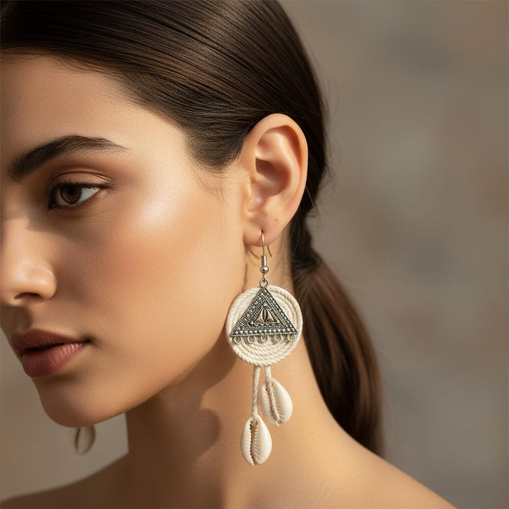 Tribal Triangle Jute Earrings
