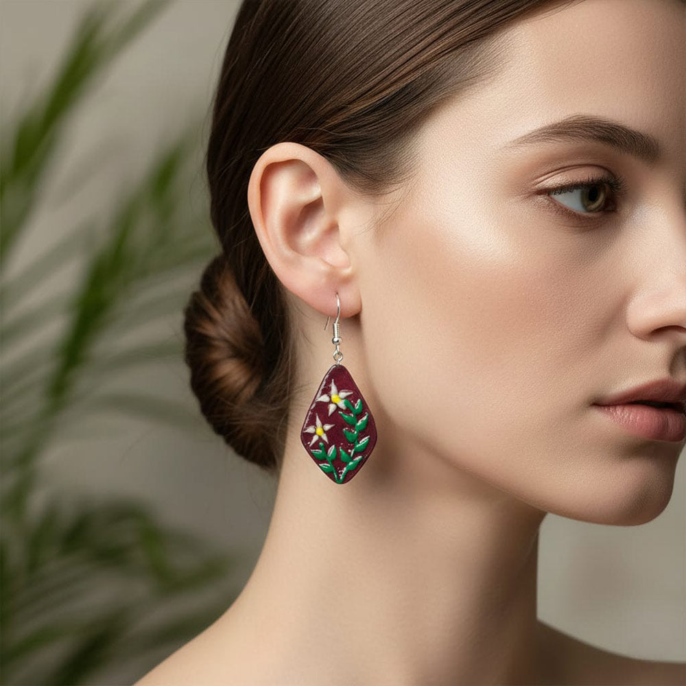Maroon Floral Danglers
