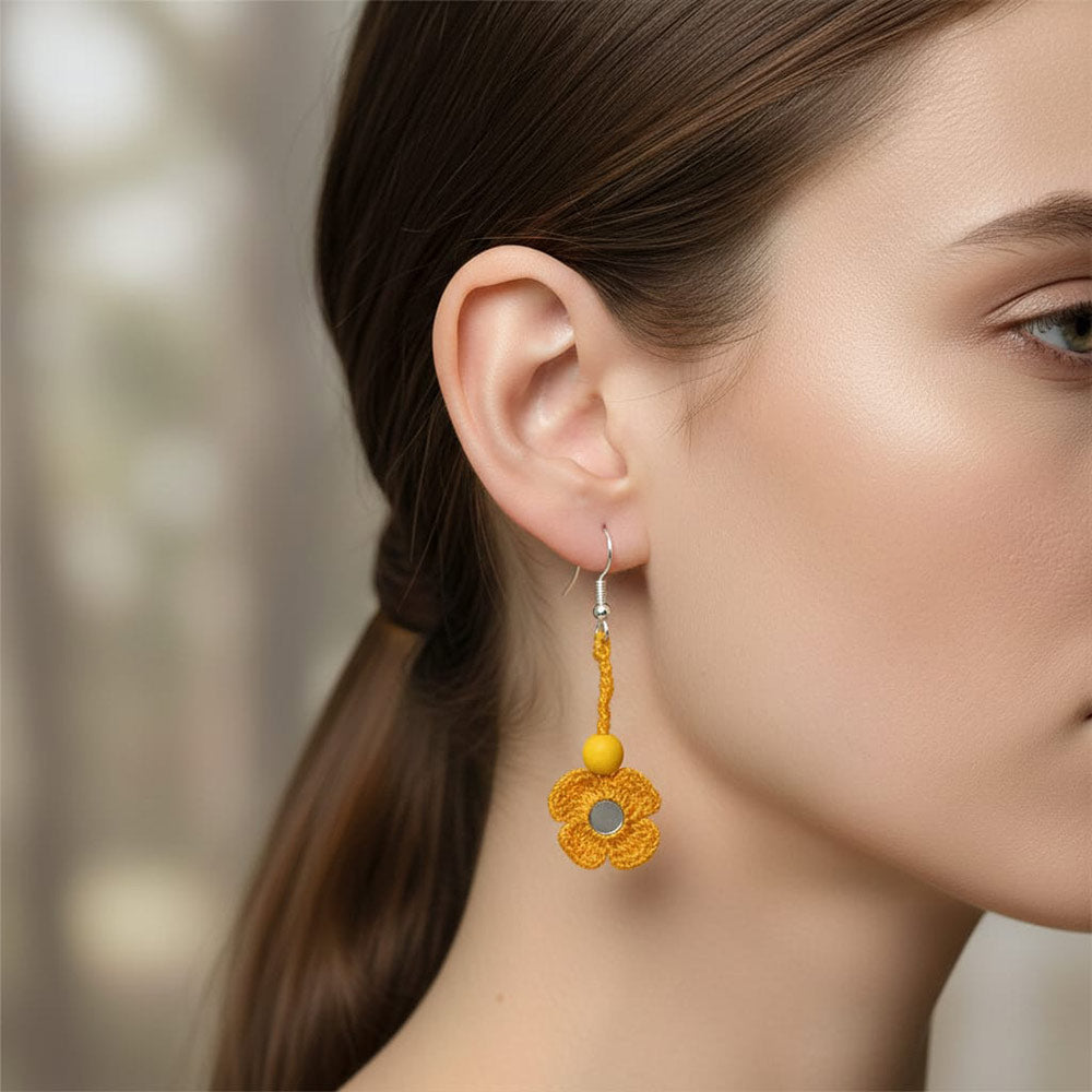 Golden Sunflower Dangle Earrings