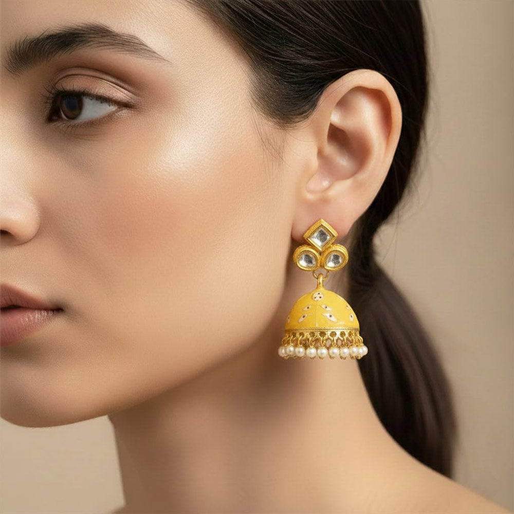 Sunshine Sparkle Gold Jhumka Earrings