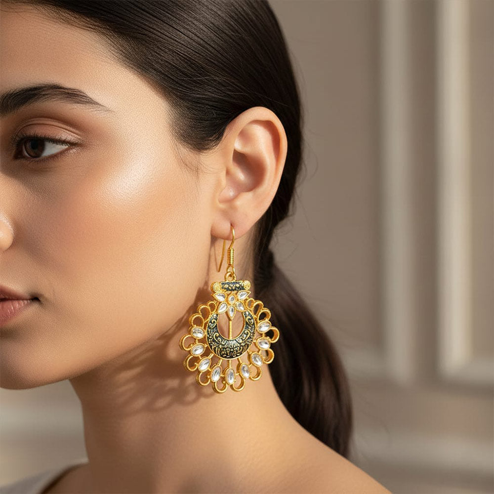 Golden Gleam Rajasthani Kundan Earrings