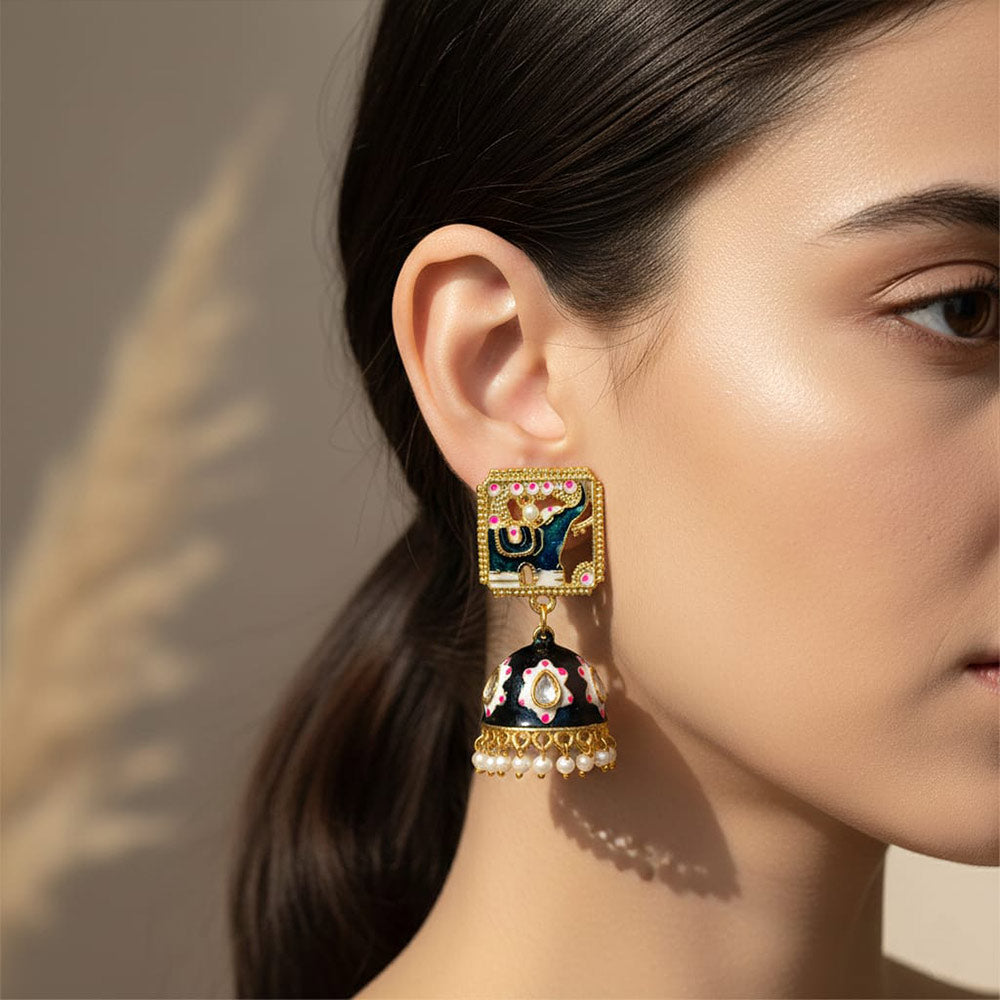 Elegant Meenakari Jhumka Earrings