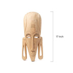 Hand-Carved Gamari Wood Elongated Mask with Large Earlobes