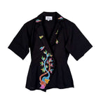 Gond Art Black Hand-Painted Cotton Wrap Jacket