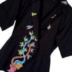Gond Art Black Hand-Painted Cotton Wrap Jacket