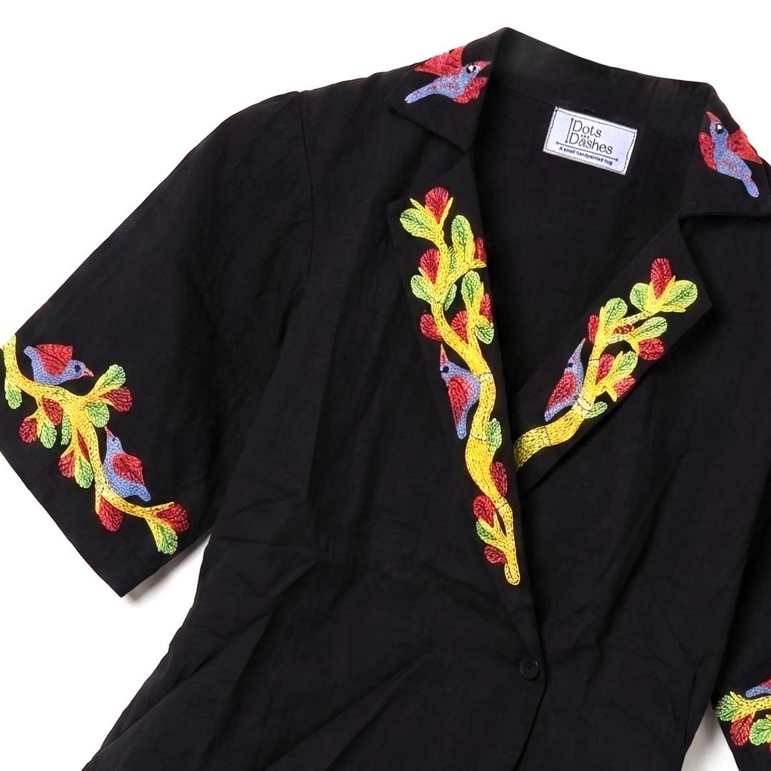 Black Gond Art Hand-Painted Short Sleeve Jacket