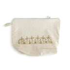 Gota Patti-Embroidered Canvas Travel Pouch with Floral Vine