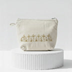 Gota Patti-Embroidered Canvas Travel Pouch with Floral Vine