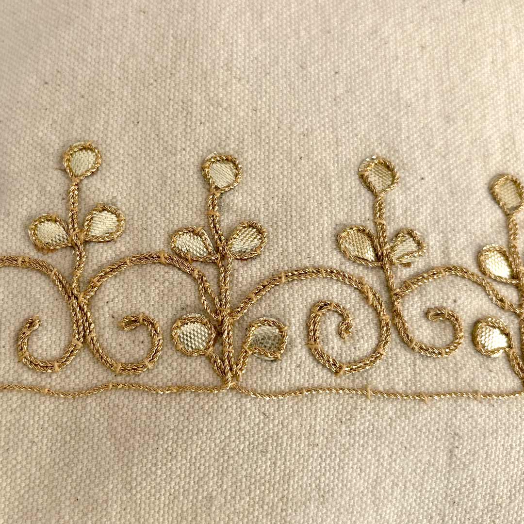 Gota Patti-Embroidered Cream Travel Pouch