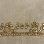 Gota Patti-Embroidered Cream Cotton Travel Pouch - Gold Floral