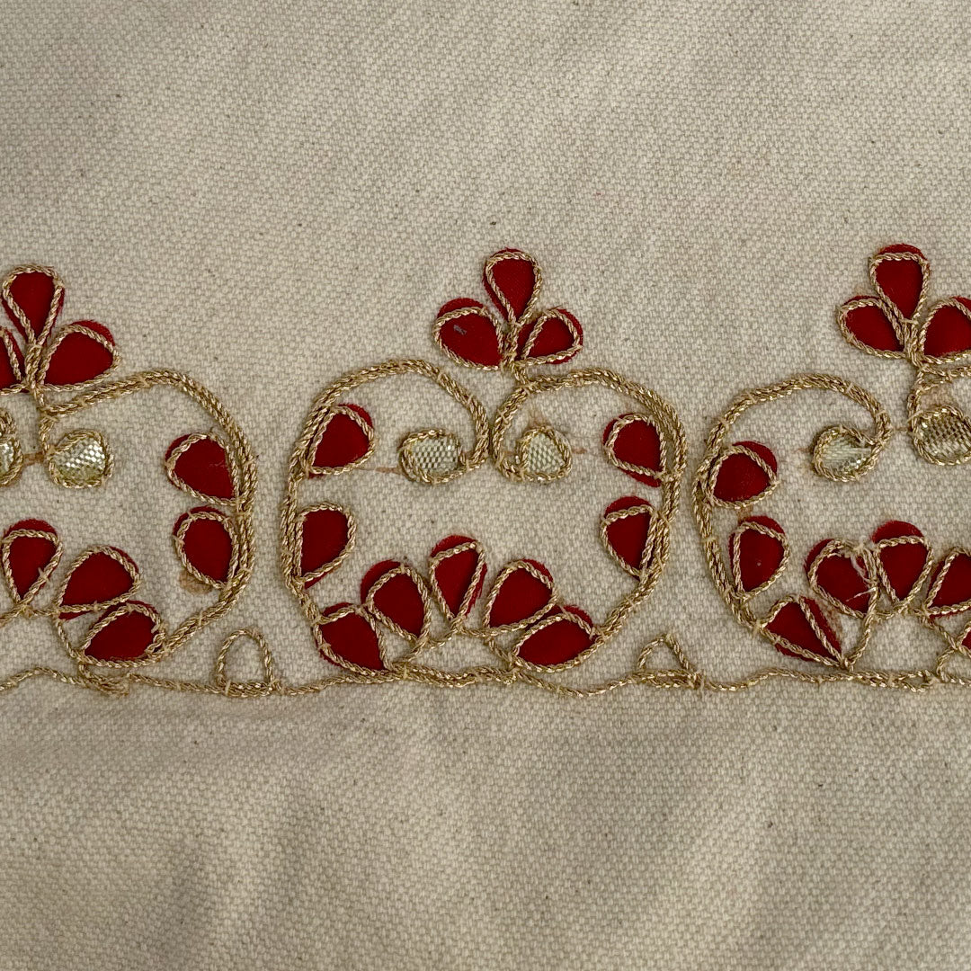 Gota Patti-Embroidered Canvas Travel Pouch - Floral Design