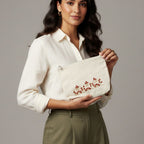 Gota Patti-Embroidered Canvas Travel Pouch - Floral Design