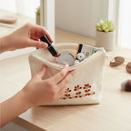 Gota Patti-Embroidered Floral Canvas Travel Pouch