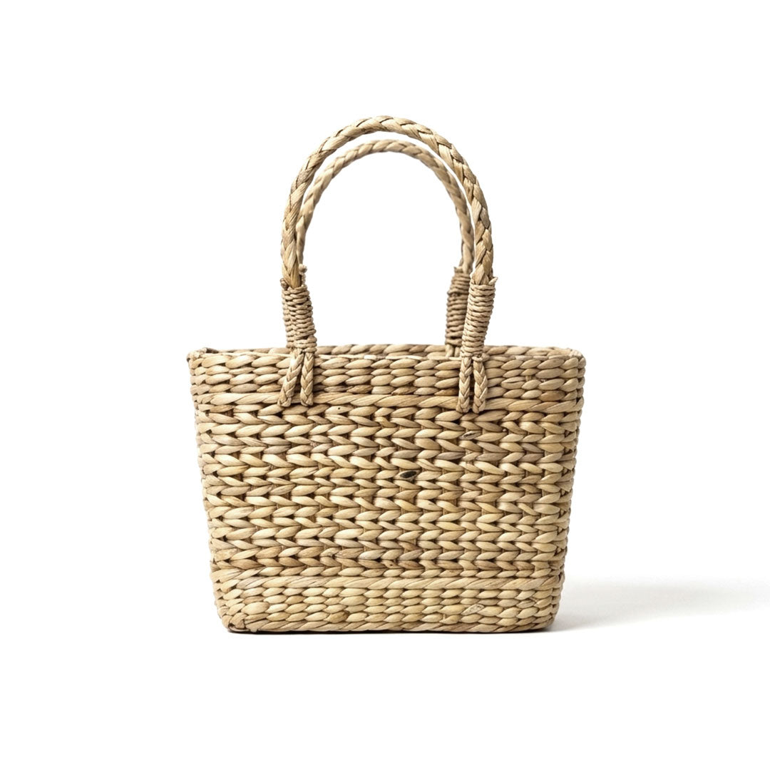 Embroidered Daisy & Lavender Kauna Grass Basket Bag