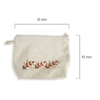 Gota Patti-Embroidered Canvas Travel Pouch with Floral Detail