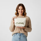 Gota Patti-Embroidered Canvas Travel Pouch with Green Leaf Vine
