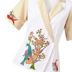 Gond Art Hand-Painted White Wrap Jacket