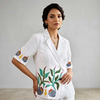 Artisanal Gond Art White Cotton Jacket