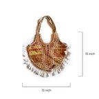 Kasida Kari Patchwork Hobo Bag with Intricate Gold Embroidery