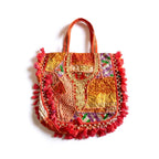 Kasida Kari Hand-Embroidered Patchwork Tote with Tassels