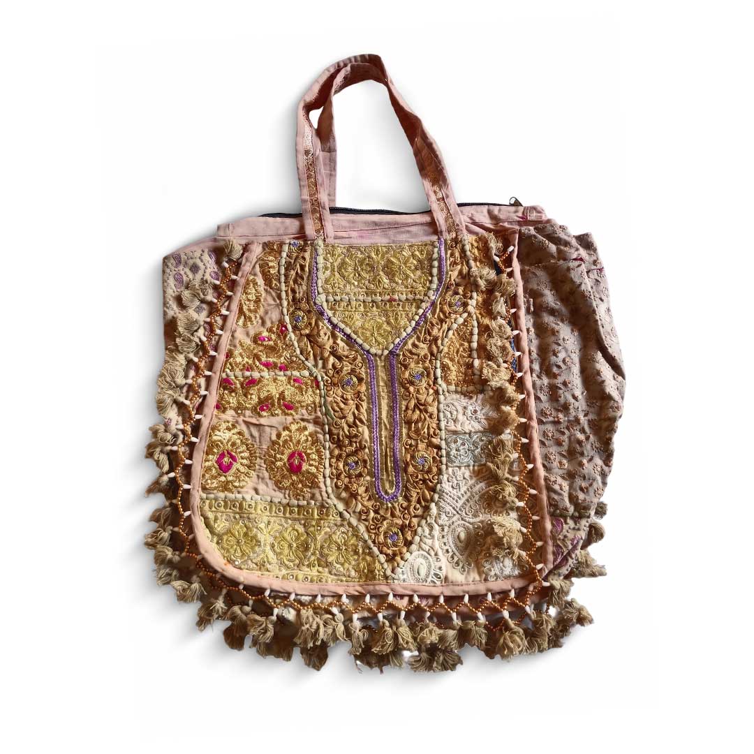 Vintage Kasida Kari Embroidered Patchwork Bag with Tassels