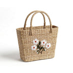 Daisy Meadow Embroidered Kauna Grass Tote Bag