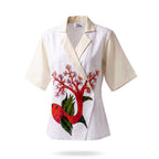 Hand-Painted White Cotton Gond Art Fish Motif Wrap Jacket