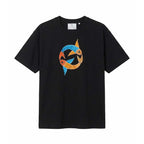 Hand Painted Fish Motif Black Cotton T-Shirt