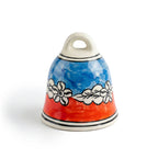 Assorted Hand-Painted Blue Pottery Bell Set of 5