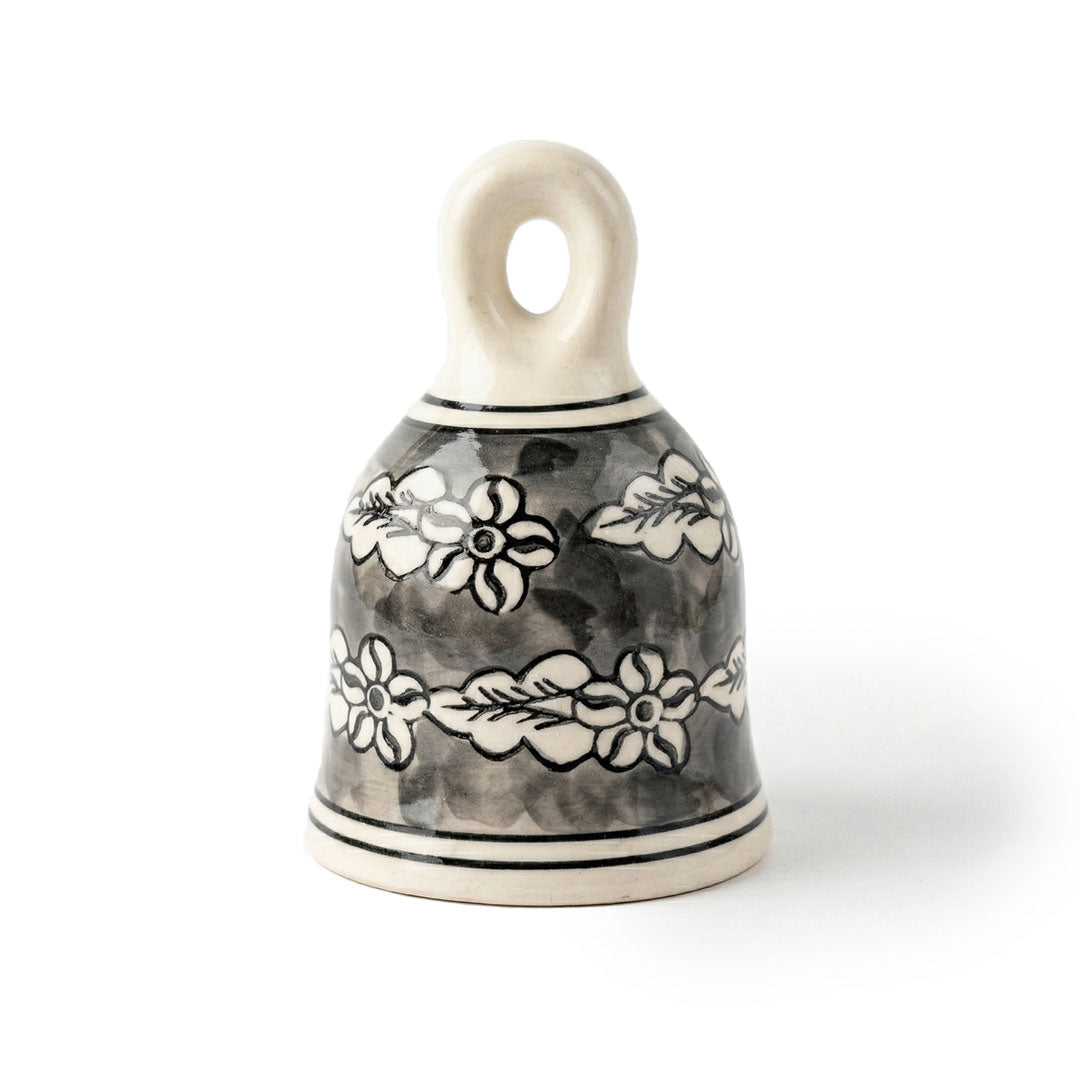 Assorted Hand-Painted Blue Pottery Bell Set of 5