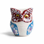 Blue Pottery Hand-Painted Owl Figurine