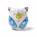 Blue Pottery Hand-Painted Owl Figurine