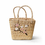 Spring Blossom Embroidered Kauna Grass Handbag - Manipur Crafted