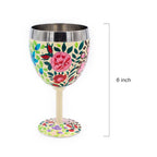 Stainless Steel Hand Painted Floral Wine Glass
