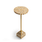 Handcrafted Floral Inlay Pedestal Accent Table