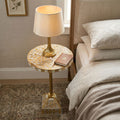 Handcrafted Floral Inlay Pedestal Accent Table