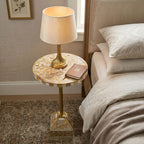 Handcrafted Floral Inlay Pedestal Accent Table