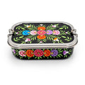 Midnight Black Floral Hand Painted Stainless Steel Tiffin Box