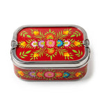 Crimson Garden Hand Painted Stainless Steel Tiffin Box