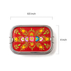 Crimson Garden Hand Painted Stainless Steel Tiffin Box