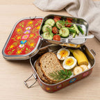 Crimson Garden Hand Painted Stainless Steel Tiffin Box