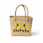 Yellow Sunshine Bloom Embroidered Kauna Grass Handbag