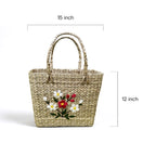 Wildflower Meadow Embroidered Kauna Grass Tote Bag