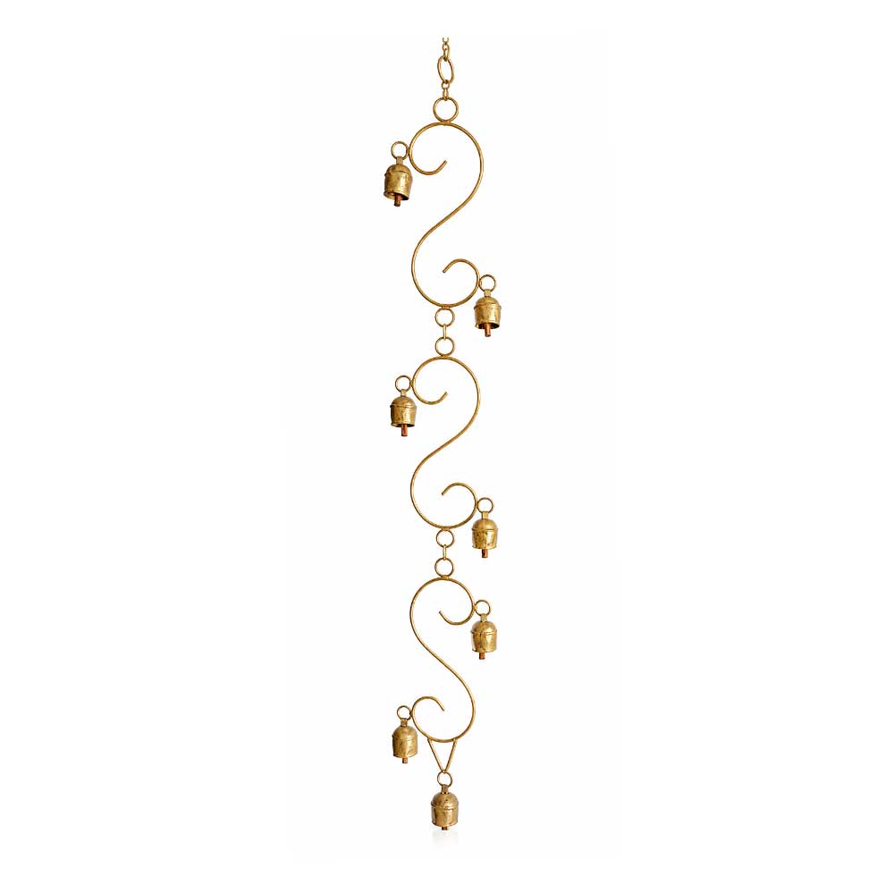 Handcrafted Foldable Golden Bell Chime with S-Curve Frame